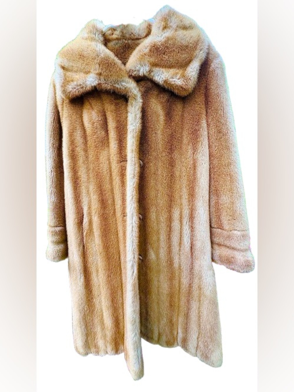 Vintage Very Realistic Faux Mink Style Coat LL Berger Buffalo Old Hollywood Glam